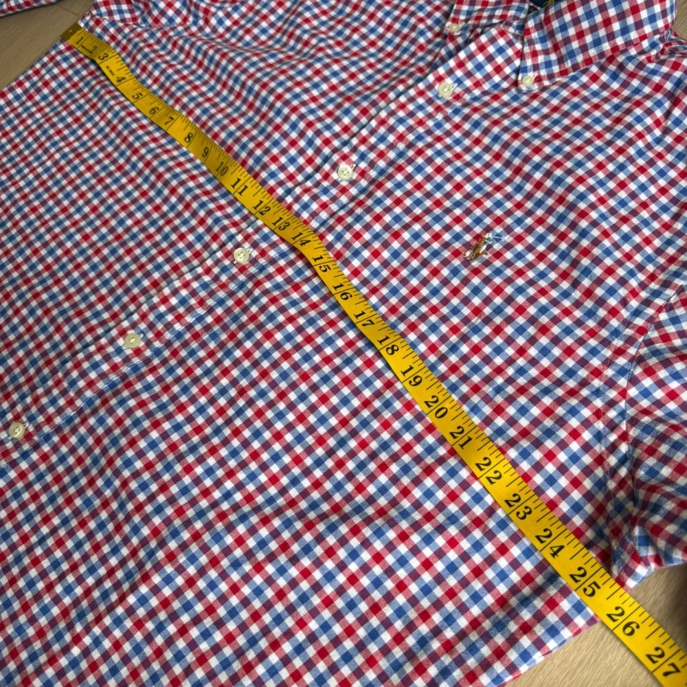 Ralph Lauren Mens XL Classic Fit Gingham Button Down Shirt Red White Blue Pony - Picture 7 of 9